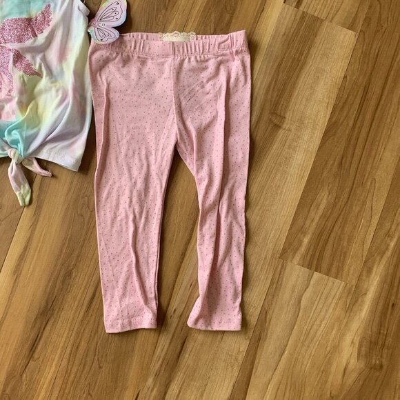 Btween Girls 2T Unicorn Graphic Tie Dye Tee, Pink Pants, Matching Scrunchie New - Picture 8 of 8